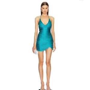 Michael Costello x REVOLVE Skylar Mini Dress in Turquoise Blue
